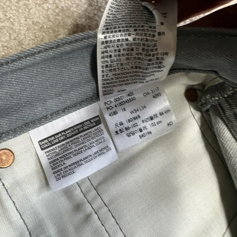 Vtg Levis‎ 501 Jeans Mens 34x34 Gray Regular Fit Straight Leg Denim Pants Casual